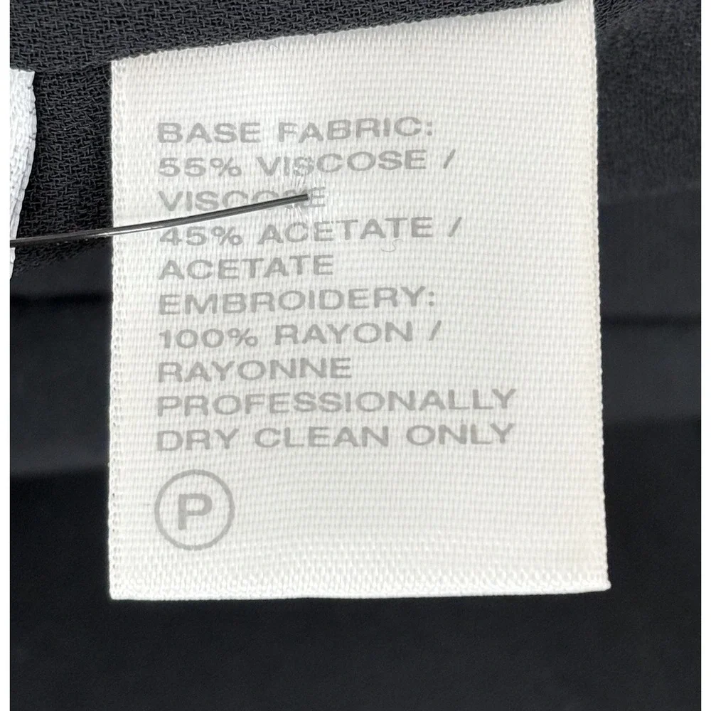 Lafayette 148 New York Embroidered Floral Wide Leg Pants Size 6‎ Black Ivory